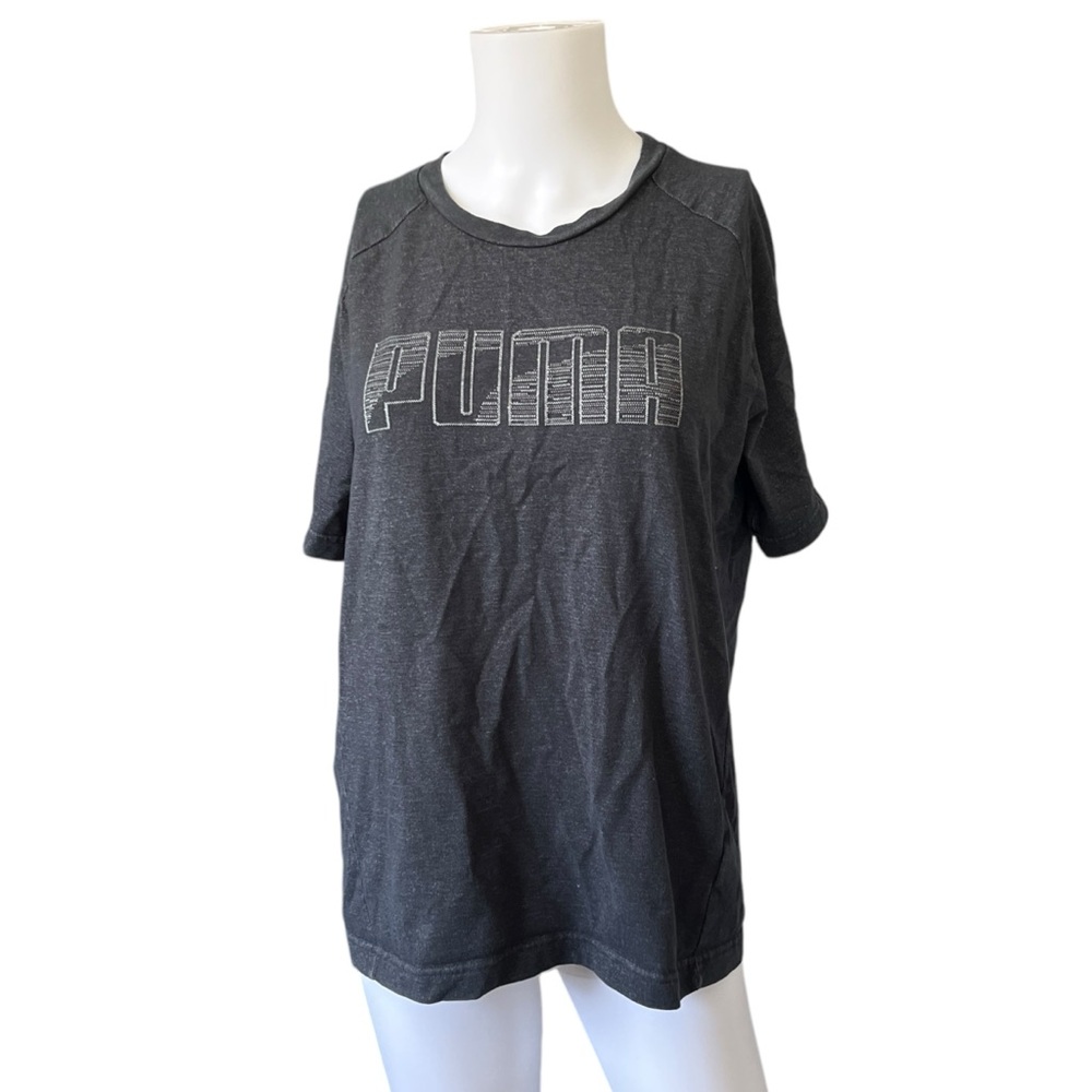 PUMA Dark Gray Logo Athletic T-shirt Casual Classic Unisex Size Medium M